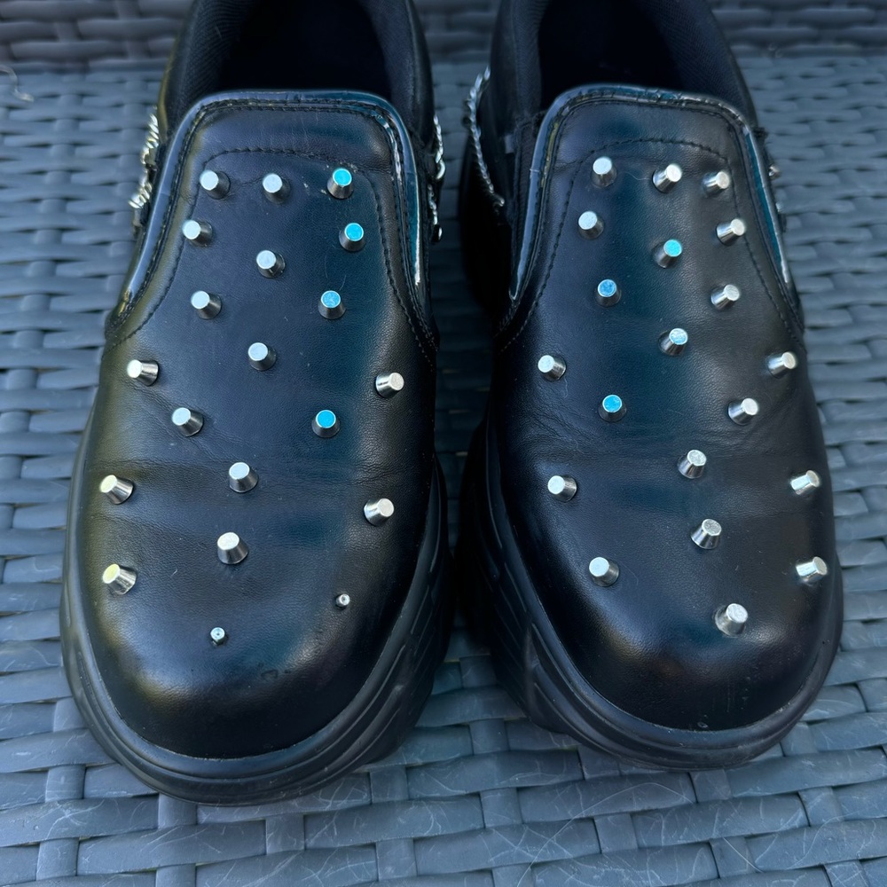 Dolls Kill Koi Black Summoner Stud Slip-On Sneakers View 3